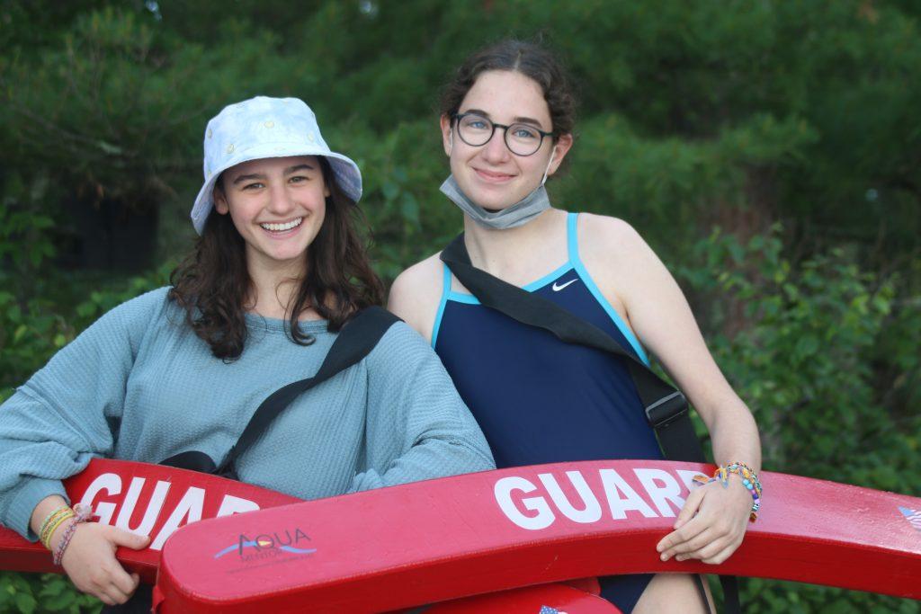 Camp staff conducting lifeguard safety training