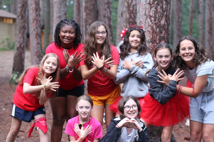 Diverse group of girls playing together